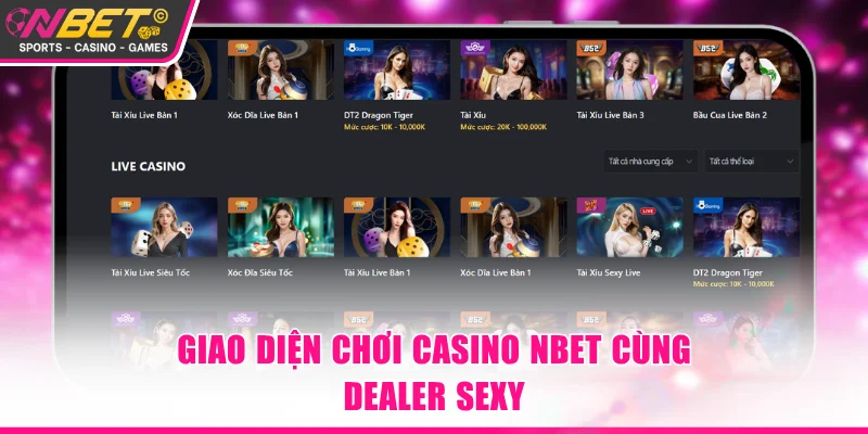 Giao diện chơi casino NBET cùng dealer sexy