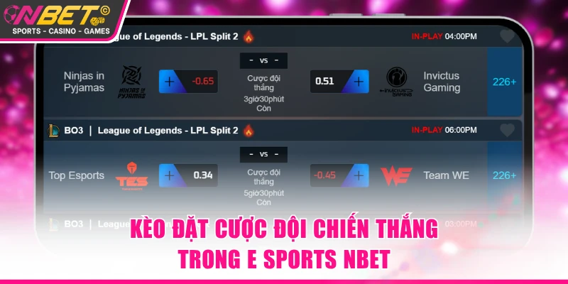Kèo đặt cược đội chiến thắng trong E Sports NBET